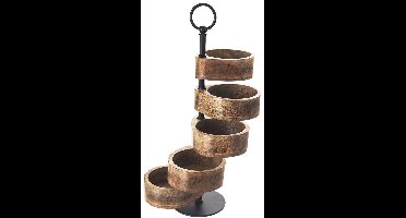 Orion - Mango Houten Patera - 5 Niveau's - 44,5 cm - Zwart Metaal