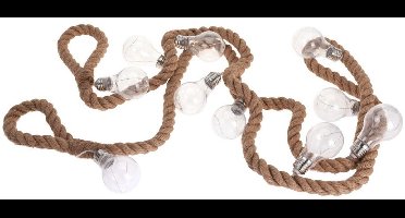 EDM jute touw slinger - industri√´le stijl - 10 LED lampjes - 2 m - 71209