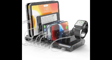 10-poorts USB Oplaadstation met QC 3.0 en PD Type C Poorten - 120W Laadstation voor Tablets en Telefoons