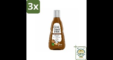 3 x Guhl - Shampoo - Colorshine Bruin - 250 ml - Grootverpakking - Bruin Haar Shampoo - Kleurverdieping Haar - Glans Haar - Gekleurd Haar Verzorgen - Kukui-nootolie Shampoo