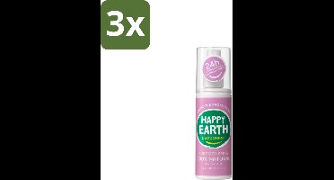 Happy Earth – Deodorant Spray – 100% Natuurlijk Lavender Ylang – 100 ml - Bulkverpakking - 3 stuks