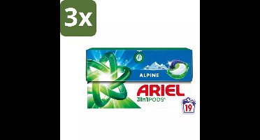 Ariel - 3in1 Wasmiddel Pods - Alpine - 19 Pods - Bulkverpakking - 3 stuks