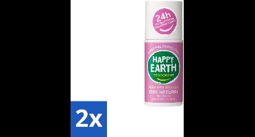 2 x Happy Earth – Deodorant Roll-On – 100% Natuurlijk Lavender Ylang – 75 ml - Natuurlijke Deodorant - Frisse Geur - Lavendel - Ylang-ylang - Huidvriendelijk