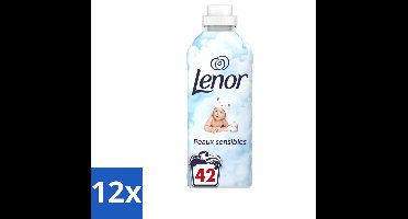 12 x Lenor – Wasverzachter – Sensitive – 42 Wasbeurten - 882 ml - Gevoelige Huid - Wasverzachter - Hypoallergen - Milde Wasverzachter - Dermatologisch Getest
