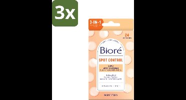 3 x Bioré – Spot Control 3-in-1 Patches – Puistjespatches – 24 patches - Puistjespatches - Puistjesverzorging - Hydrocolloïde Patches - Zuivere Huid - Puistjesverwijderen