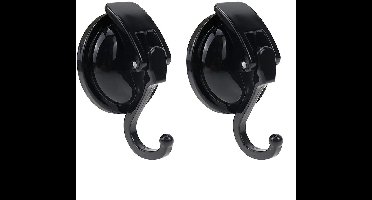 IMPERATORIS® Zuignaphaken - Haken zonder Boren - Extra Sterk - Voor Badkamer, Keuken en Ramen - Zwart Kunststof - Set van 2