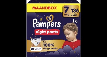 Pampers Night Pants Maat 7 - 136 Luierbroekjes - 15kg+ - Maandbox