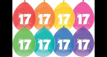 Haza Original Ballonnen Multicolor Met Opdruk "17" 30 Cm 8 Stuks