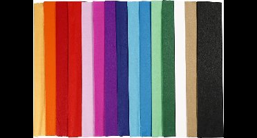 Crepepapier, L: 2,5 M, B: 50 cm, 22 gr, diverse kleuren, 60 vouw/ 1 doos