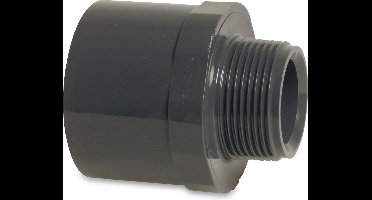 Mega Puntstuk PVC-U 40/50 mm x 1" lijmmof/spie x buitendraad 10bar grijs