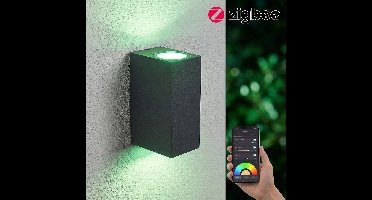SMART LED Wandlamp | Zigbee | San Francisco | Incl. 2x lichtbronnen | HUE Compatible| Antraciet