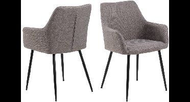 Giga Living Eetkamerstoel Alireza - Lichtgrijs - Stof & Staal - 59x59x85cm - Set van 2