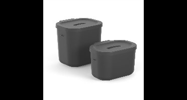 Rotho Set bio - compostemmer - 2-delig (3,2 ltr + 6 ltr) - 100% gerecycled kunststof - SALSA - zwart