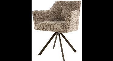 Giga Living Eetkamerstoel Raster - Champagne/Bruin - Draaibaar - Set van 2