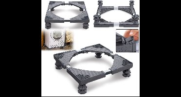 Froadp Wasmachineonderstel met 4-pootsverstelling Wasmachineonderstel voor wasmachines en drogers grijs