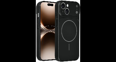 AG Matte Glass iPhone 15 Backcover hoesje - Magsafe full protection cover - Zwart