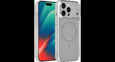 AG Matte Glass iPhone 15 Pro Max Backcover hoesje - Magsafe full protection cover - Zilver