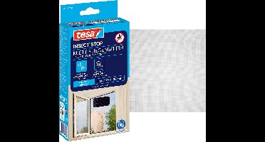 tesa INSECT STOP H&L Fly Screen for Window - hor met klittenband, op maat snijden, zonder boren - 1 net - 100 x 100 cm - antraciet (transparant)
