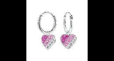 WeLoveSilver - Zilveren oorringen K3 collectie - hartjes met kristallen - 8 cm