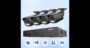 4-Delige 6MP Poe Beveiligingscamera Set – IP Camera – Cctv Camera – Beveiligingssysteem – Nvr Recorder – Dual Light Technologie – 8-Kanaals Uitbreidbaar