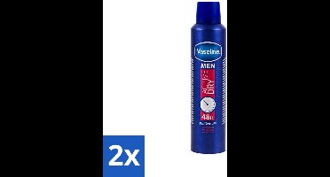 2 x Vaseline - Men Active Dry - Deospray - Anti-Transpirant - 250 ml - Anti-transpirant - Zweetbeheer - Mannelijke Deodorant - Frisheid - Droge Oksels