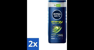 2 x Nivea - Men - Energy Douchegel - Langdurig Fris Gevoel - 250 ml - Douchegel Voor Mannen - 2-in-1 Douchegel - Energieboost - Fris Gevoel - Mintextract