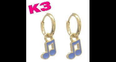 K3 oorbellen met muzieknoot bedel - Goudkleurig RVS - K3 merchandise - K3 sieraden