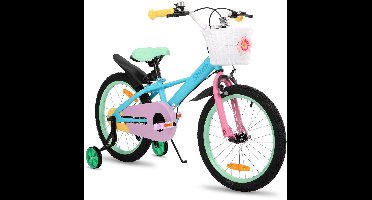 STITCH Macaron Kinderfiets - 12 / 14 / 16 / 18 Inch - Voor Meisjes & Jongens (2-9 Jaar) - Met Mandje & Zijwieltjes - Geschikt voor buitenactiviteiten in de lente