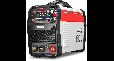 Elektrode Lasmachine - Lasmachine - Lasapparaat - Digitaal Inverterlassen - Draagbare - met Pulse HF - Tig Arc - DC Inverter Tig - 39.6 x 14.2 x 26.8 cm - Rood & Wit