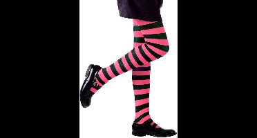Panty roze zwart gestreept kind