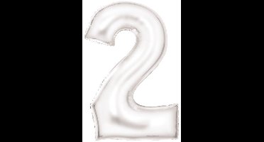 Folieballon 86cm cijfer 2 Silk White