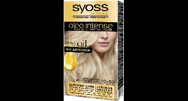 Syoss Oleo Intense 10-50 Haarverf - Licht Asblond - Permanente Haarkleuring - Ammoniakvrij - Met Voedende Oliën - 100% Grijsdekking - Langdurige Kleur - 1 stuk