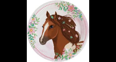 RIETHMULLER - 8 kartonnen borden mooi paard 23 cm verjaardag