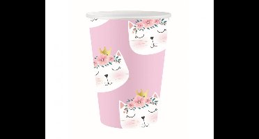 Cat Sleepy paper cup set of 6, 250 ml