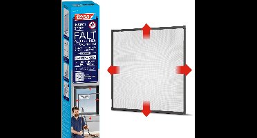 tesa INSECT STOP FALT Aluminum Frame for Windows - opvouwbaar verstelbaar frame, hor, antraciet - 80 x 80 cm tot 140 x 140 cm