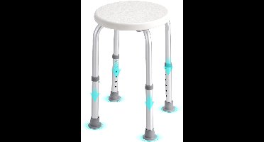 JAQZY Douchekruk - Douchestoel - Verstelbaar in hoogte - 6 Standen - Badkamer - Douche - Antislip - Lichtgewicht - Kunststof - Wit