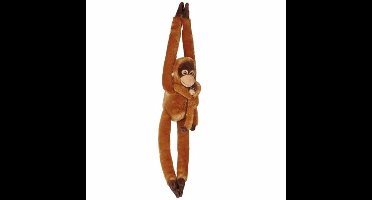 Ravensden Pluche knuffeldier - hangende Orang Oetan aap - met baby - 84 cm - apen knuffel
