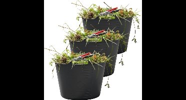 Excellent housewares Flexibele kuip / emmer - 3x - antraciet - 15 liter - kunststof - 35 x 28 cm