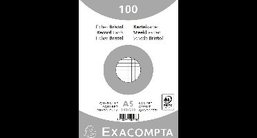 Exacompta 10x Pak 100 steekkaarten bristol in folie - geruit 5x5 niet geperforeerd 148x210mm - Wit - 10208E