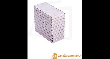 Blokmagneet 10x5x2mm Neodymium 20 stuks