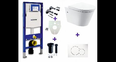 One pack Inbouwreservoir Geberit Duofix UP-320 met Sigma reservoir, drukplaat wit en wandcloset Flow