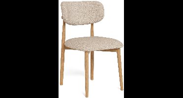 2x Sohome Eetkamerstoel Marland Bouclé en eikenhout - Beige
