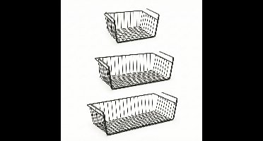 Metaltex - Set van 3 - Hangmand Babatex - Kasthangmand - 30-40-50 cm - Zwart - Organizer