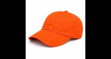 6 Panel Cap - Crew – 100% Katoen – Verstelbaar met Sliding Closure – Zachte Dunne Baseball Cap – Unisex - Oranje