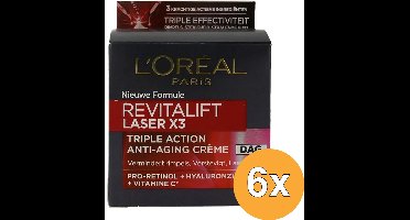 6x L'Oréal Paris Revitalift Laser X3 Anti-Rimpel Dagcreme (50 ml)