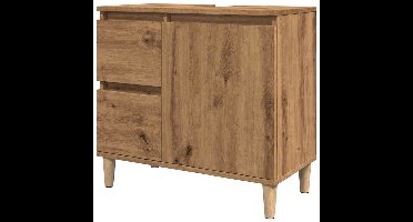 Waskastje – Onderkast – Badkamerkast – Opbergkast – Kast Voor Wastafel – Artisan Eikenhout – Compact 65x33x60 cm – Ruimtebesparend Ontwerp – Modern Minimalistisch