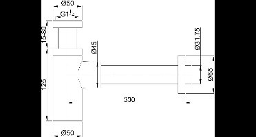 UniMatch wastafelsifon 5/4 x 32 mm geborsteld messing PVD