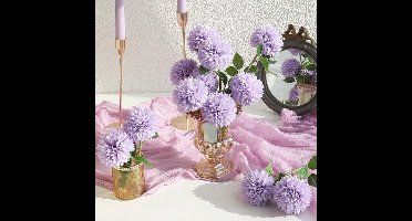 6 Stuks Kunst Hortensia Boeket - Zijden Chrysanten & Balbloemen | Realistische Bloemstukken voor Huiskamer/Tuin/Kantoor | Bruidsboeket & Tafeldecoratie | Stofvrij + Weerbestendig