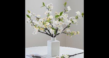 Kunstbloemen Kersenbloesem 6 stuks - Kunstmatige Sakura takken - Korte stelen voor bloemschikken - Zijden bloemen voor thuis decoratie - Lente decoratie - Wit