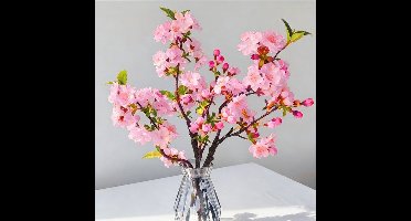 Kunstbloemen Kersenbloesem 3 stuks - Kunstmatige Sakura takken - Korte stelen voor bloemschikken - Zijden bloemen voor thuis decoratie - Lente decoratie - Roze